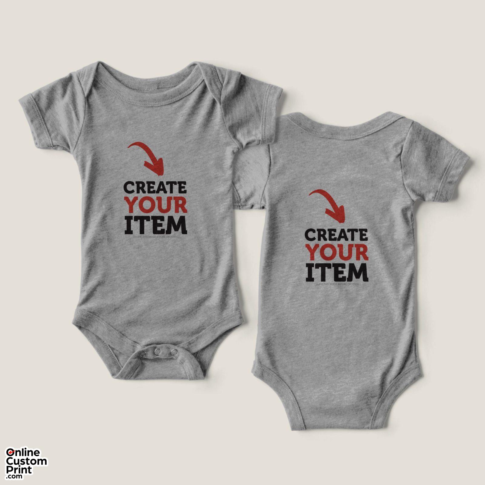 Create your own Custom Baby Onesie bodysuit Gray