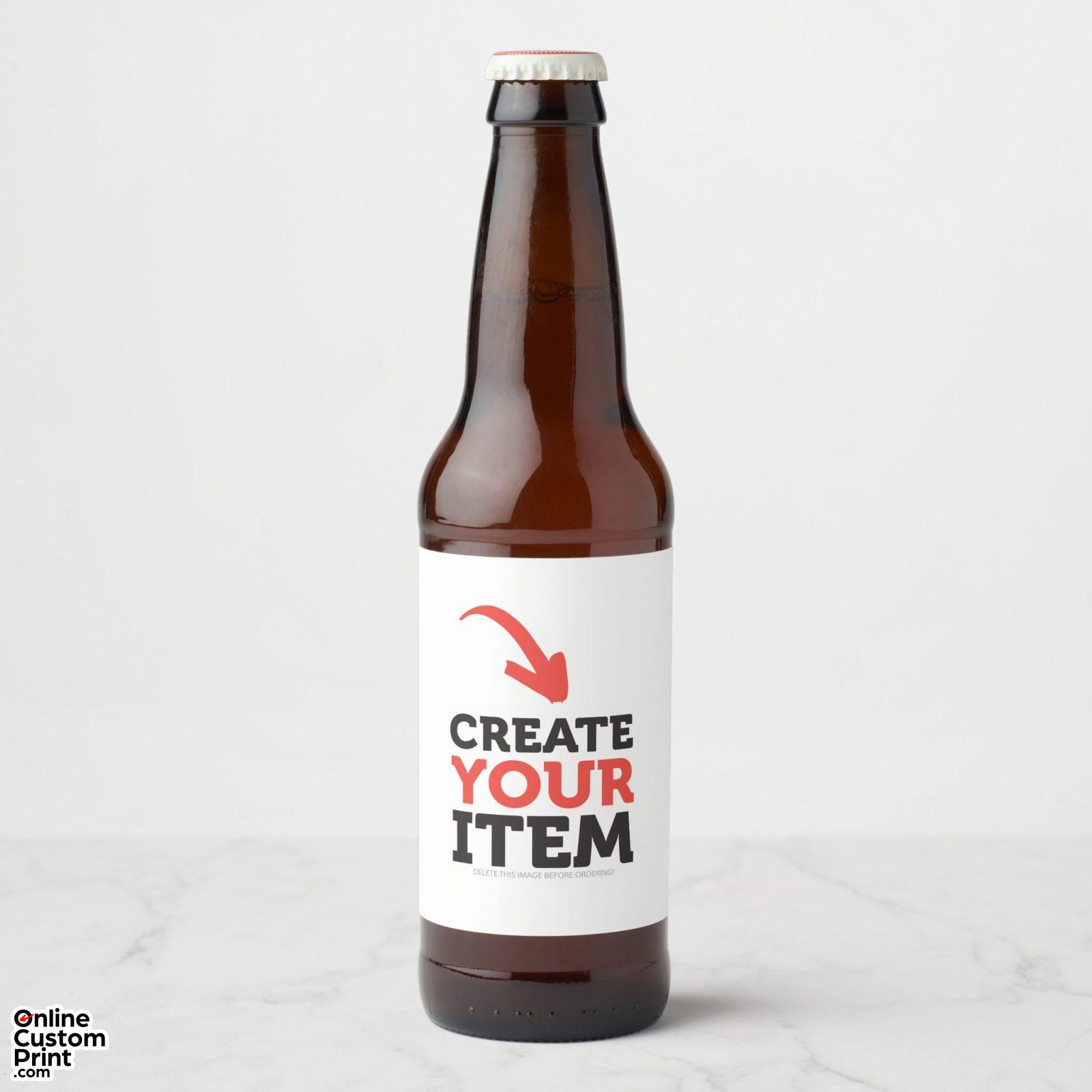 CREATE-YOUR-OWN DIY Custom Upload your design Beer Bottle Label (Front)