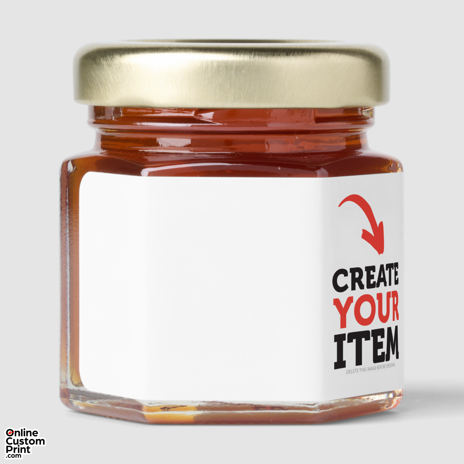 CREATE-YOUR-OWN DIY Custom upload your design Honey Jar Favors (Front)