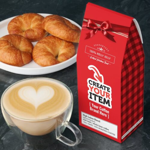 Create custom coffee, chocolate, and drink mixes party favors for corporate Christmas party and swag bags